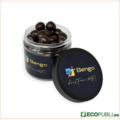 Tarro Personalizado Avellanas Revestidas de Chocolate Negro