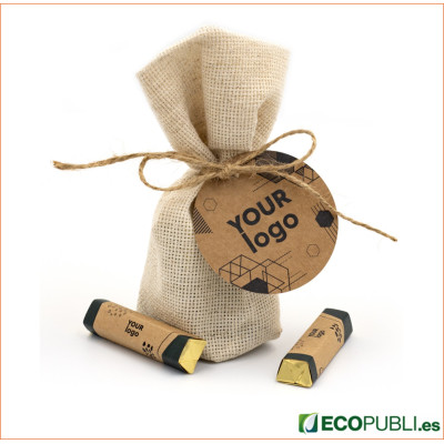 Saco Eco Etiqueta Personalizada con Barras Chocolate