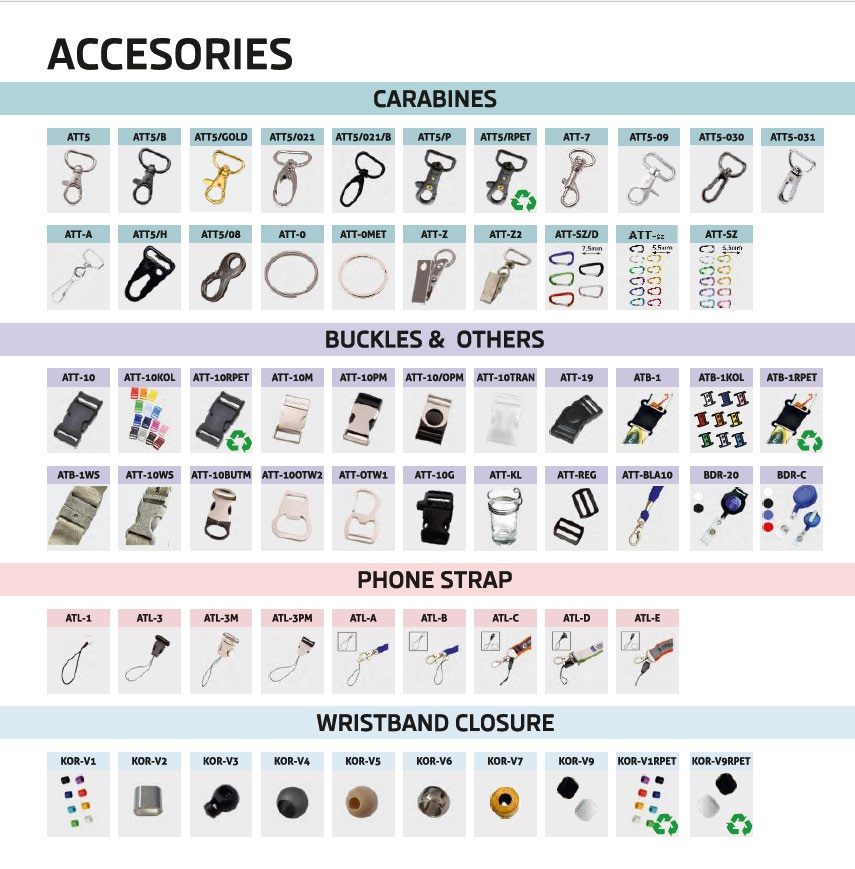 Accesorios personalizables — complementos para lanyards personalizados ecopubli