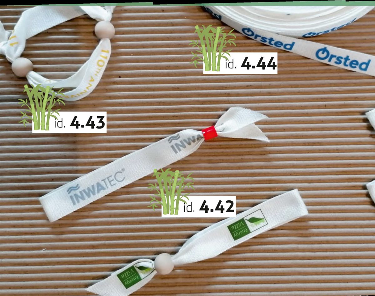Pulsera de evento de bambú — lanyard personalizado ecopubli · ref. 4.43 · 15/20 mm