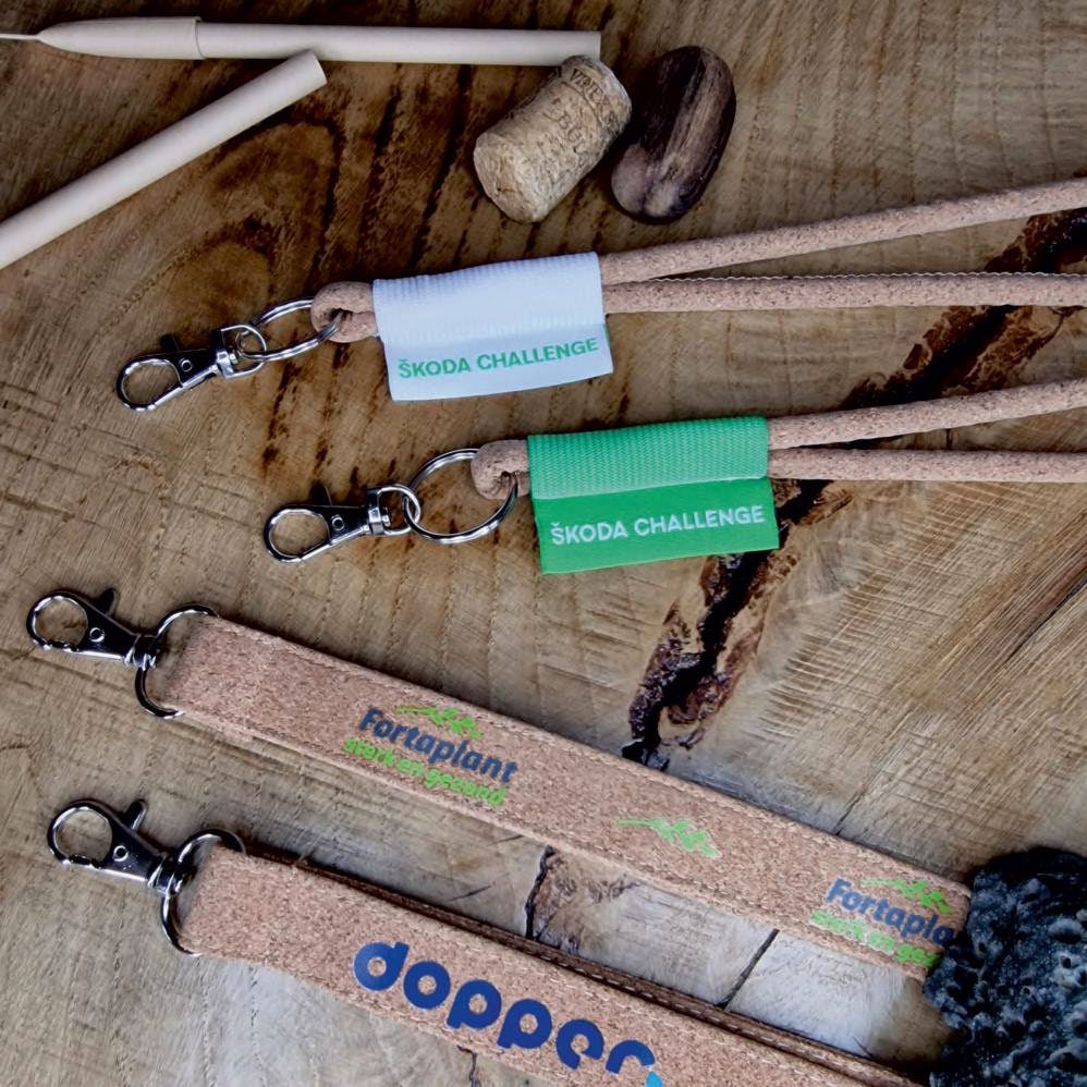 Lanyard de corcho — lanyard personalizado ecopubli · ref. 5.47 · 20 mm / Fi 6 mm
