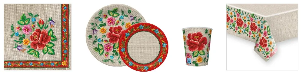 Conjunto Roses Mountain Embroidery Folk on Beige