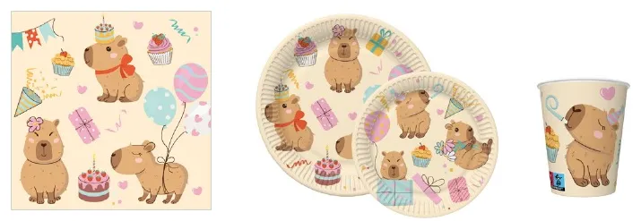 Conjunto Cute Capybaras Party