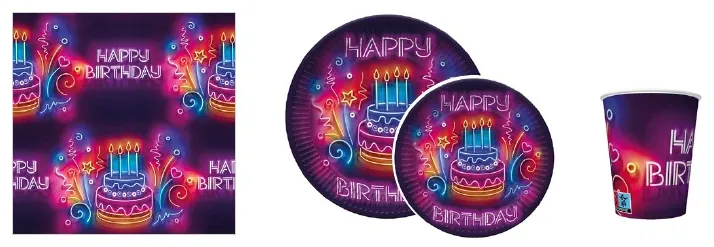 Conjunto Neon Birthday Cake