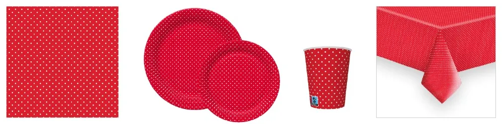 Conjunto White Dots on Red