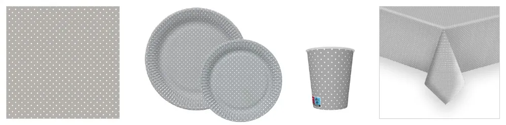 Conjunto White Dots on Grey
