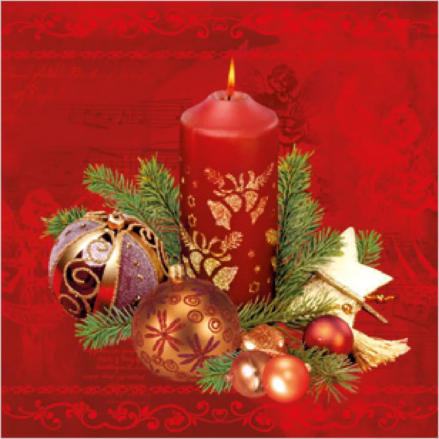 Vela Roja y Bolas de Navidad Rojas · SD_GW_001901