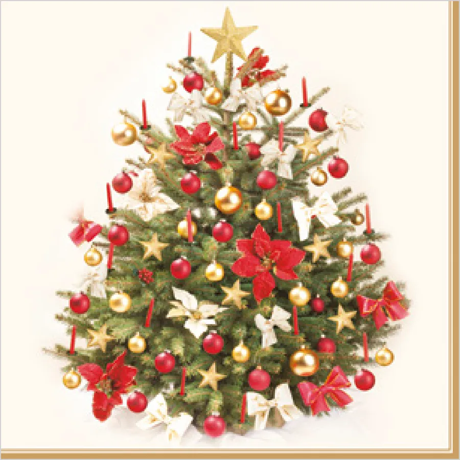 Árbol de Navidad Tradicional en Dorado y Rojo · SD_GW_015101