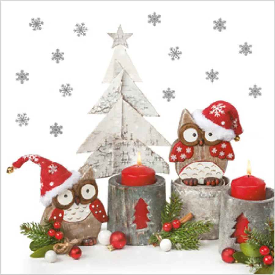 Búhos con Gorros de Papá Noel · SD_GW_017301
