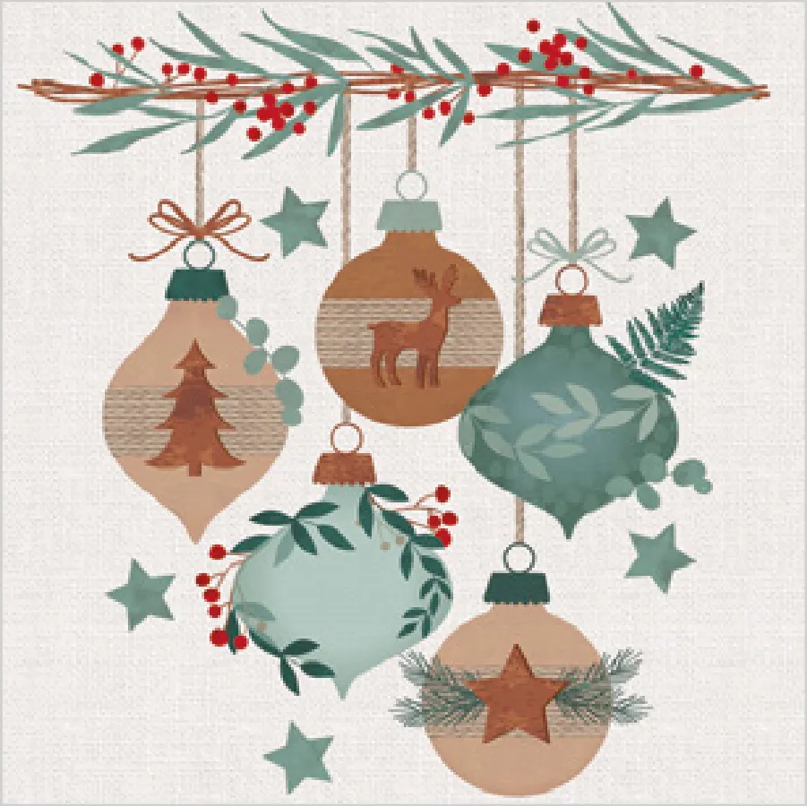 Bolas Navideñas Ilustradas de Estilo Natural · SD_GW_019801