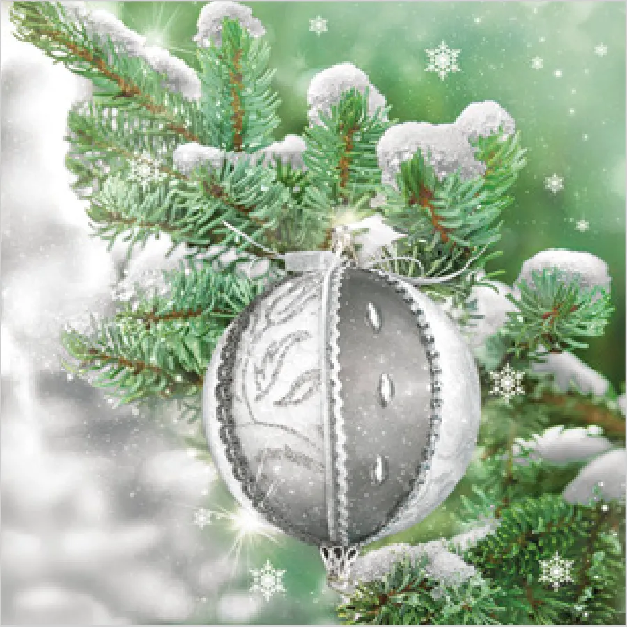 Elegante Bola Navideña en Ramita Nevada · SD_GW_020701