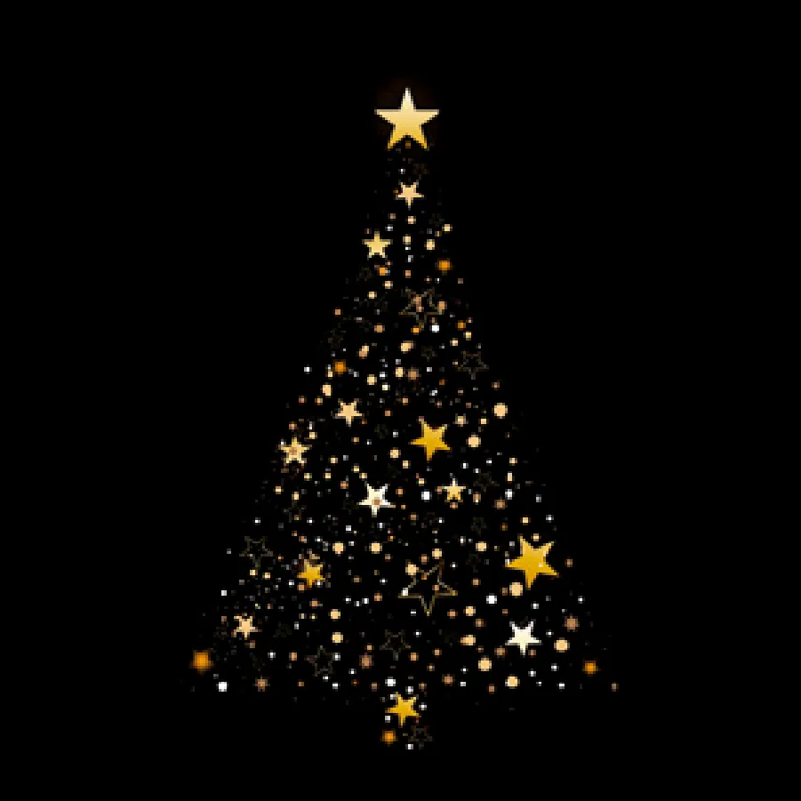 Árbol de Navidad Brillante sobre Negro · SD_GW_022801