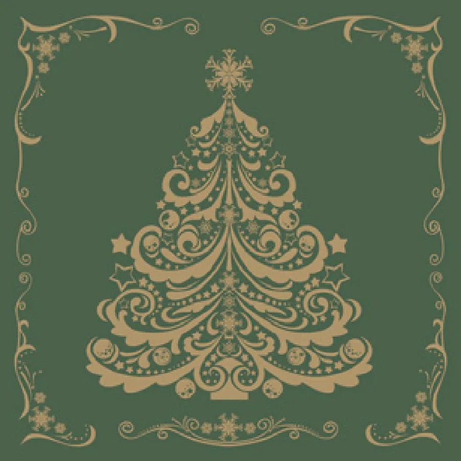 Árbol de Navidad Dorado sobre Verde · SD_GW_024802