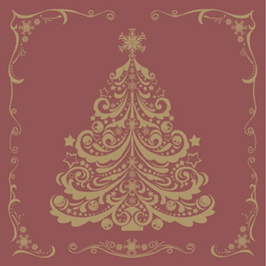 Árbol de Navidad Dorado sobre Granate · SD_GW_024803
