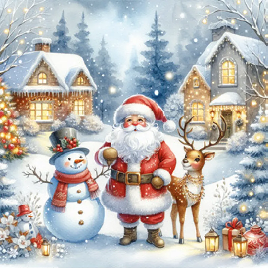 Escena Invernal Acogedora con Papá Noel · SD_GW_025901