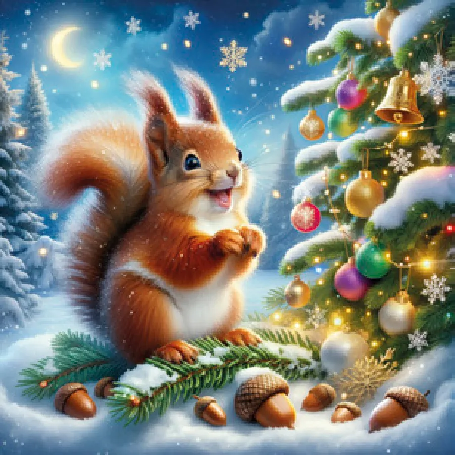 Paisaje Navideño con Ardilla Adorable · SD_GW_026501