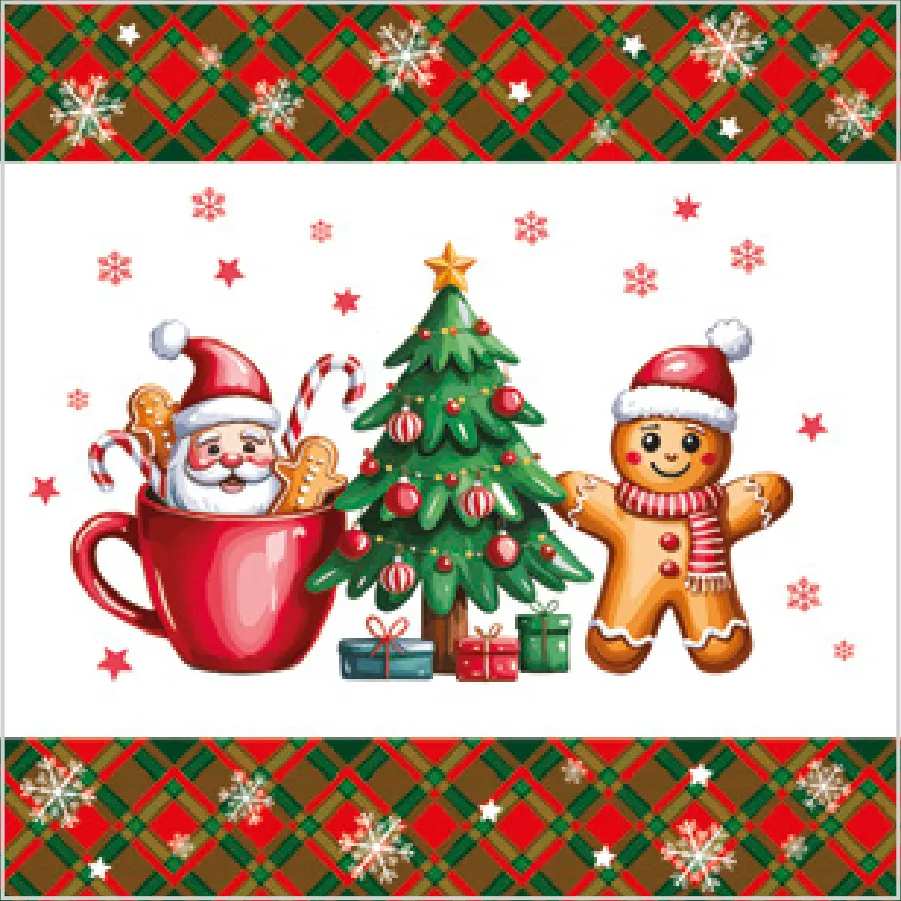 Dulce Muñeco de Jengibre y Papá Noel en una Taza · SD_GW_026701