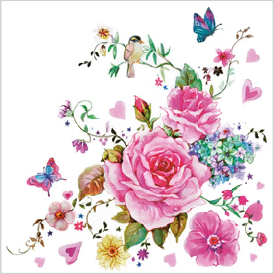 Rosas Dibujadas con Mariposas · SD_OG_025701