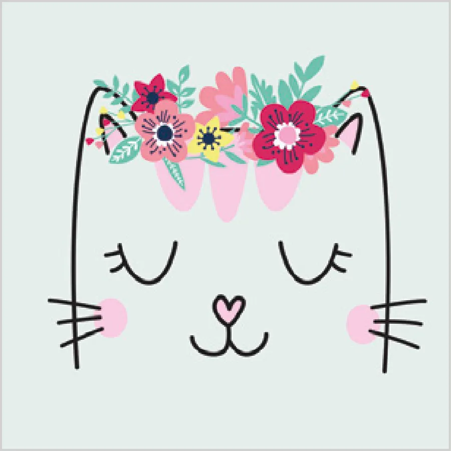 Gato Sonriente con Corona de Flores · SD_OG_037901