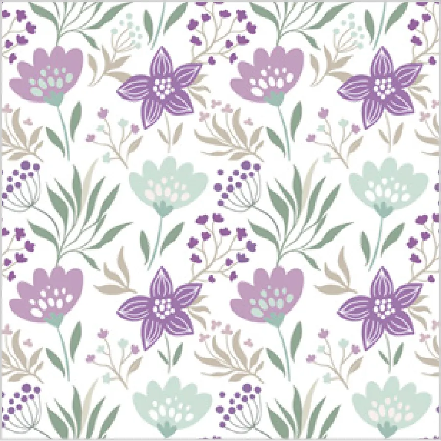 Estampado Floral en Violeta y Menta · SD_OG_040301