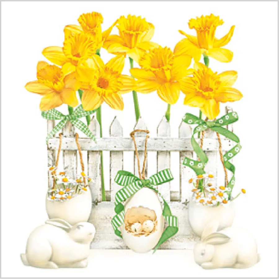 Valla con Conejo y Narcisos Amarillos · SD_WL_008701