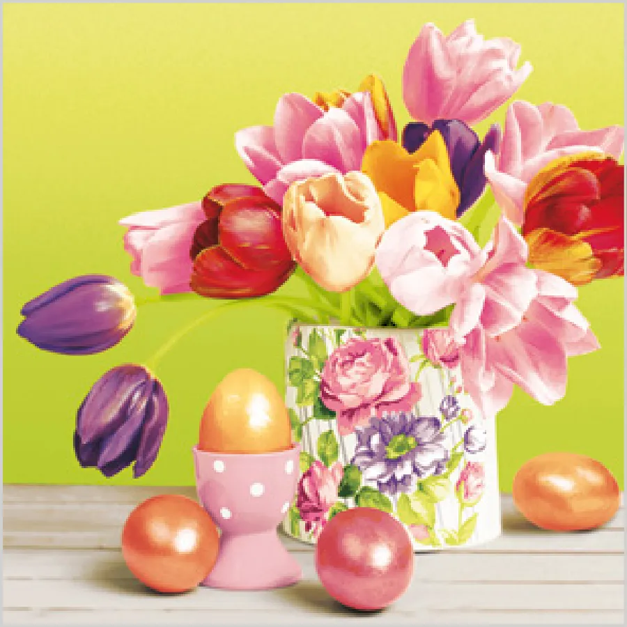 Ramo de Tulipanes Pastel con Huevos Dorados · SD_WL_009901