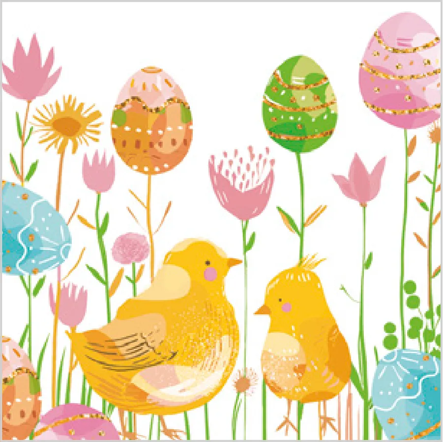 Gallinas Ilustradas con Huevos y Flores · SD_WL_013101
