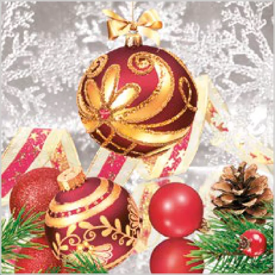 Elegantes Bolas Rojas con Copos de Nieve · SL_GW_023501