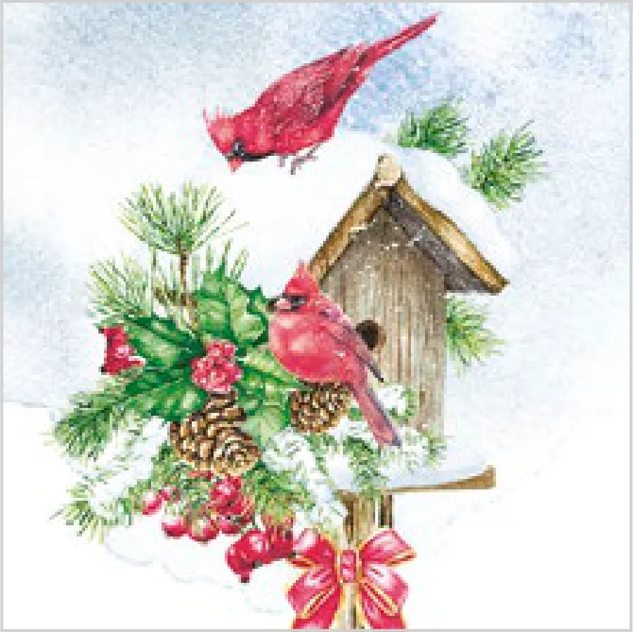 Casita de Pájaros con Cardenales Rojos · SL_GW_026701