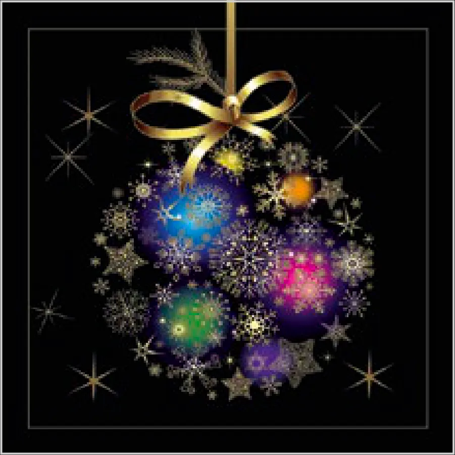 Bola de Navidad con Copo de Nieve sobre Negro · SL_GW_028201
