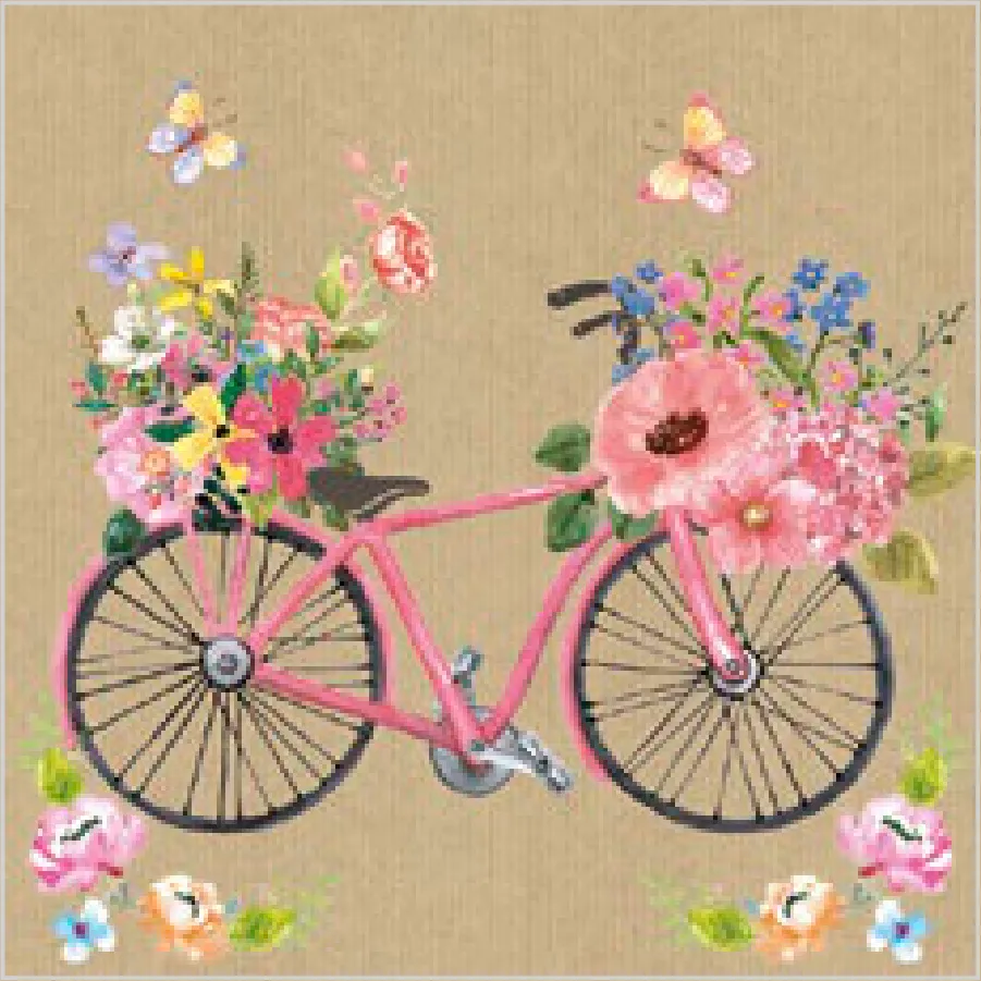 Bicicleta Llena de Flores sobre Papel Kraft · SL_OG_054201