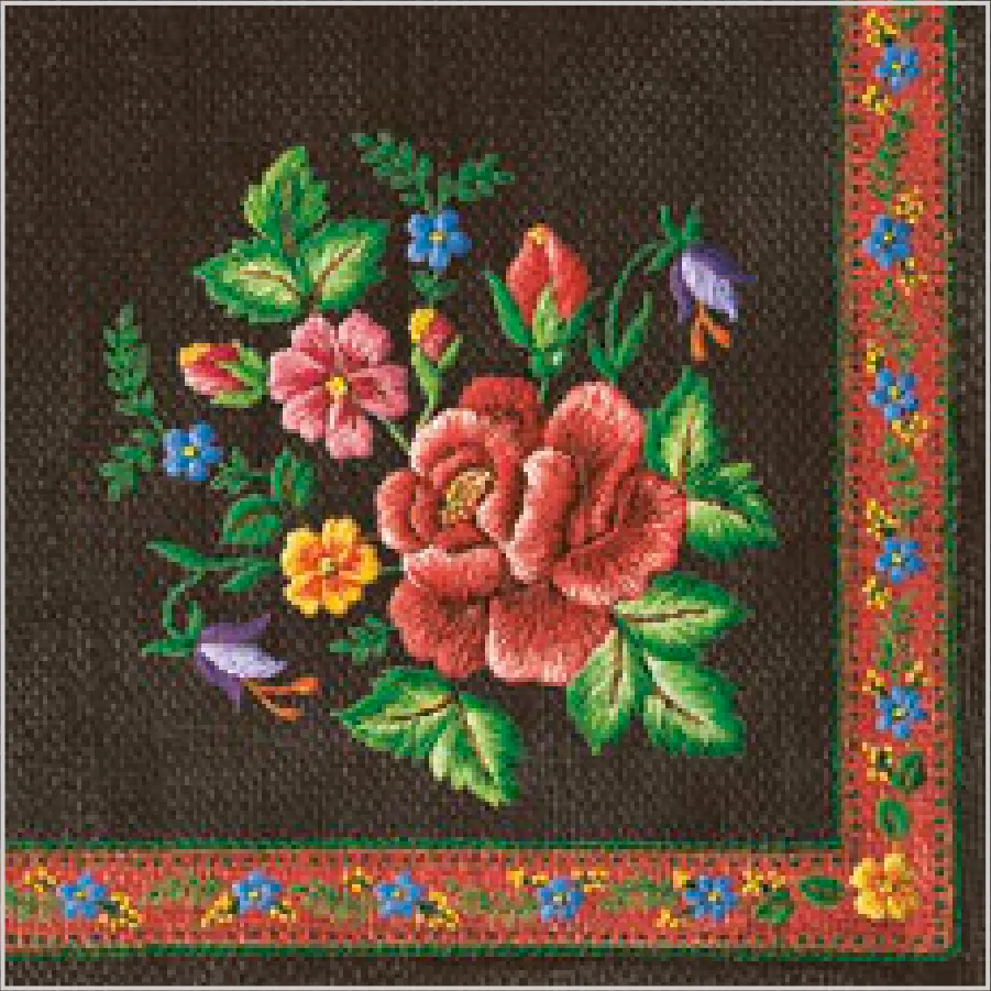 Rosas en Bordado Tradicional de Montaña sobre Negro II · SL_OG_056802