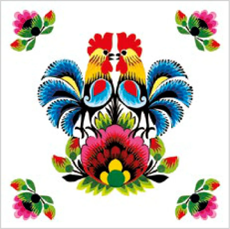 Gallos de Estilo Tradicional sobre Blanco · SL_OG_058901