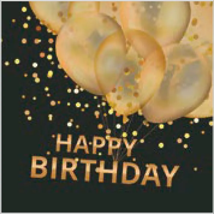 Feliz Cumpleaños con Globos Dorados sobre Negro · CL_OG_055401