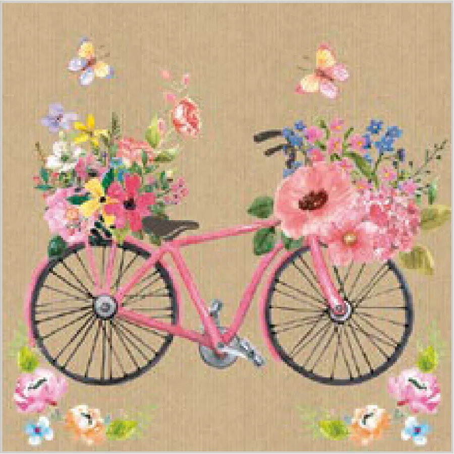Bicicleta Llena de Flores sobre Papel Kraft · SL_OG_054201