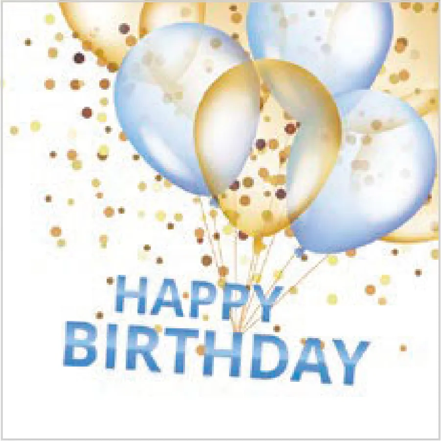 Feliz Cumpleaños con Globos Dorados y Azules · SL_OG_055402