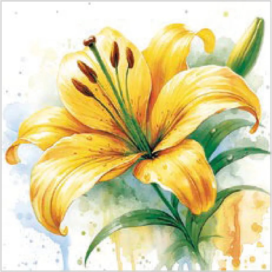 Lirio Amarillo en Acuarela · SL_OG_061901