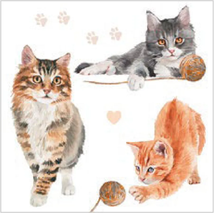 Gatos Jugando con Lana en Acuarela · SL_OG_063801