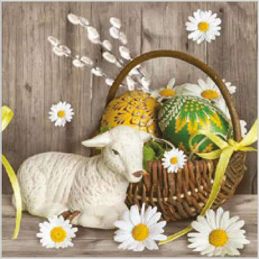 Cordero junto a una Cesta de Pascua · SL_WL_008601