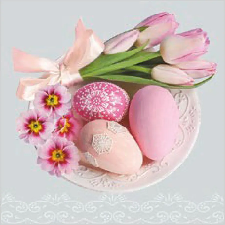 Huevos de Pascua con Tulipanes Rosas y Prímulas · SL_WL_009901
