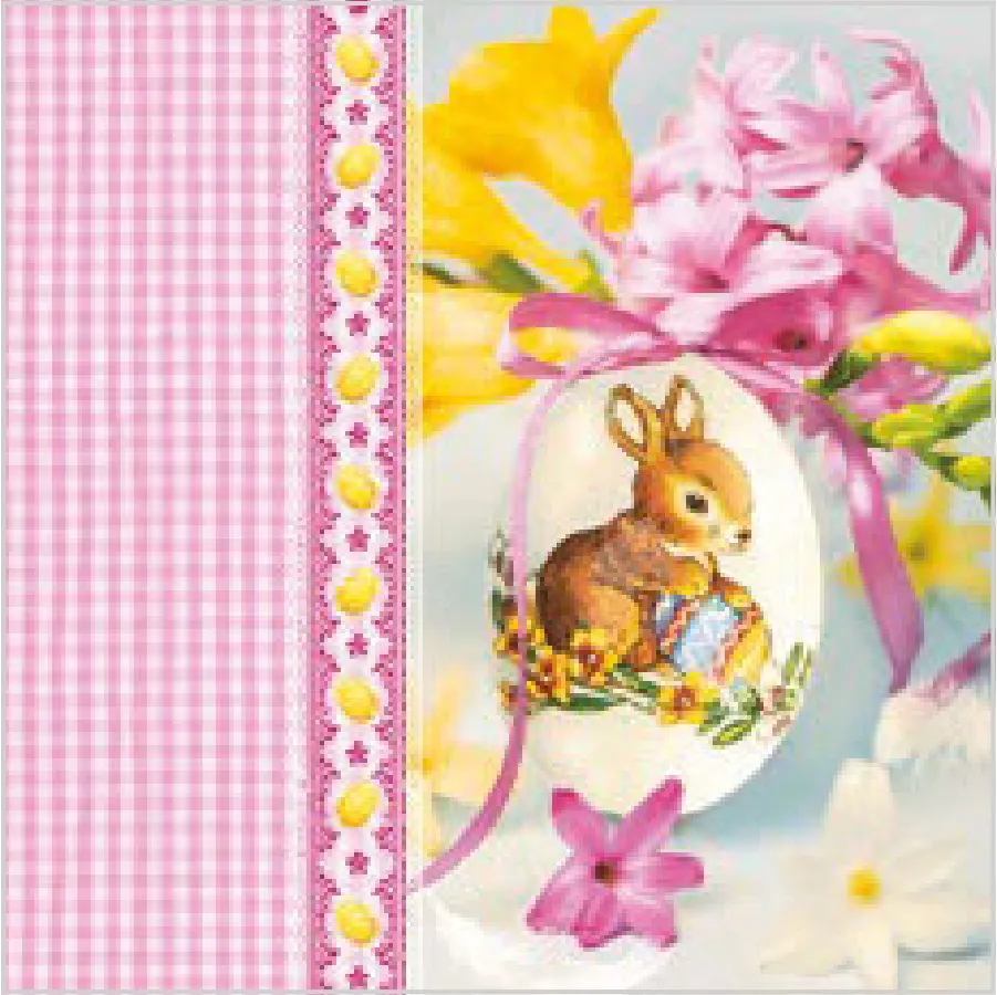 Huevo de Pascua con Conejito, Lazo Rosa y Cuadros · SL_WL_011001