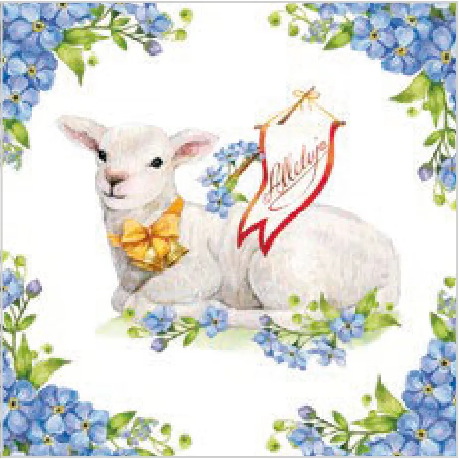 Corderito de Pascua con Flores Azules · SL_WL_013001